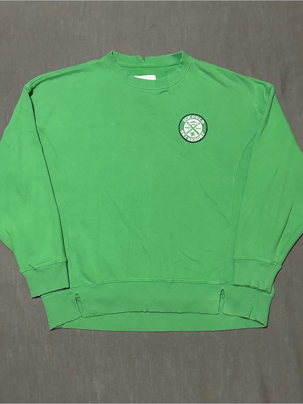 aerie Ice Cold Ski Resort Bright Green Crewneck Sweatshirt